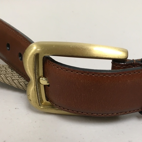 Bally Italy Brown Leather woven stretch belt 34 - Picture 7 of 7